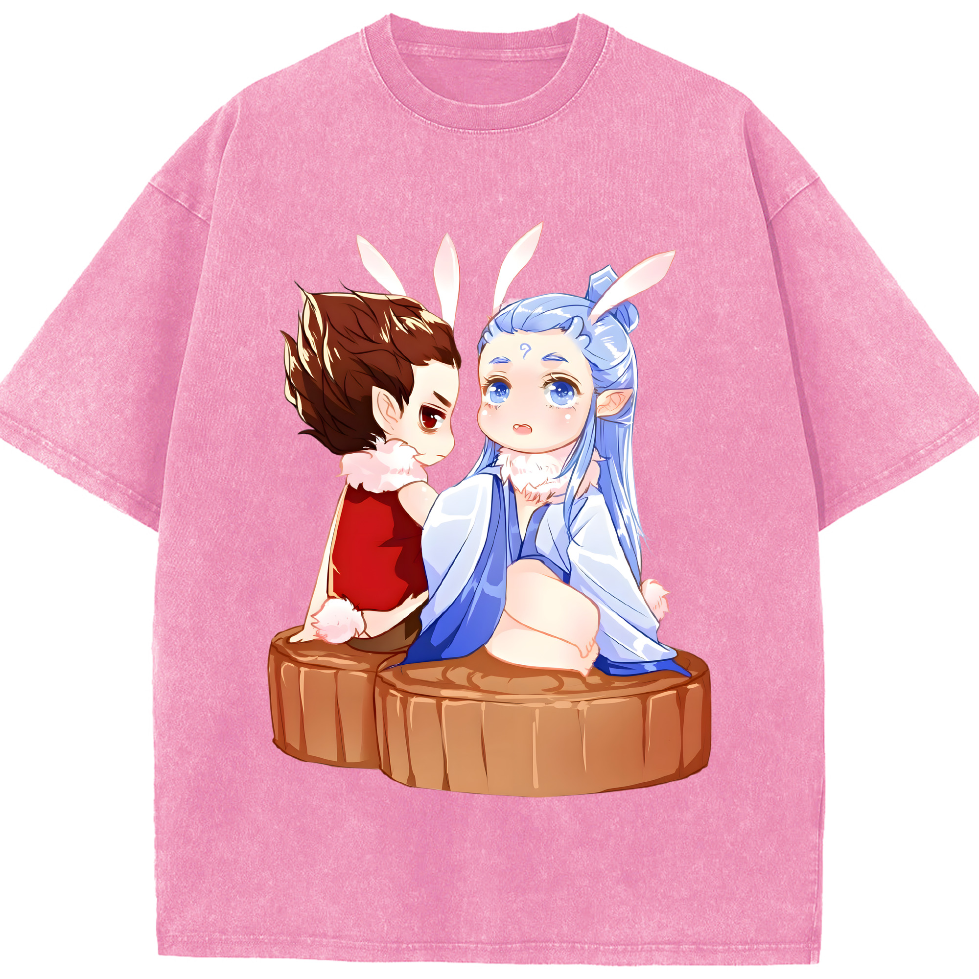（画像用） Ne Zha 2 ナタ 魔童の大暴れ 綿100% ヴィンテージ風 半袖Tシャツ（フロントプリント）